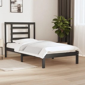 vidaXL Estrutura cama solteiro 90x200 cm pinho maciço cinzento