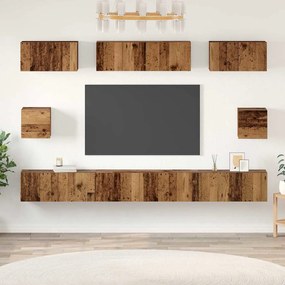 vidaXL Conjunto de Estantes para TV 8 pcs Madeira antiga