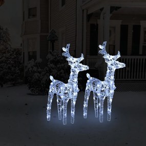 342679 vidaXL Renas de Natal 2 pcs 80 luzes LED acrílico branco frio