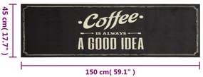 Tapete de cozinha lavável 45x150 cm veludo texto café