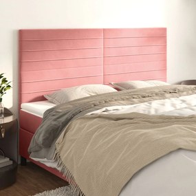 vidaXL Cabeceira de cama 4 pcs veludo 90x5x78/88 cm rosa