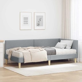 vidaXL Estrutura de Cama de Canto com Colchão 2 pcs Cinzento-claro