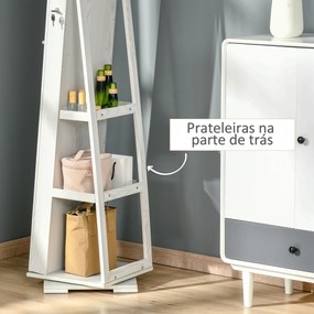 Espelho Joalheiro de Pé Armário para Jóias 360° com Fechadura e Espelho Incorporado Carga Máxima 20 kg 38x38x160 cm Branco