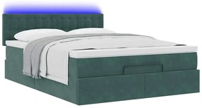 Estrutura de cama otomana com colchão 140x200 cm verde escuro
