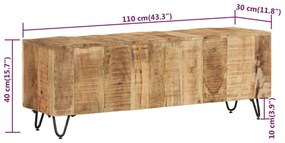 Móvel de TV 110x30x40 cm madeira de mangueira maciça