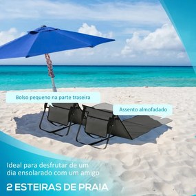 Conjunto de 2 Espreguiçadeiras de Praia Dobráveis