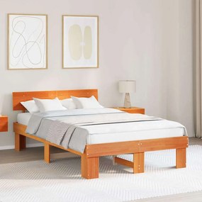 vidaXL Estrutura da Cama com cabeceira Castanho-mel 120 x 200 cm