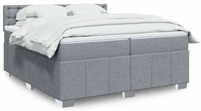 vidaXL Cama com molas/colchão 200x200 cm tecido cinza-claro
