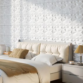 50 peças de painéis decorativos para paredes 3D em PVC impermeável para casa 30 x 30 x 2 cm branco