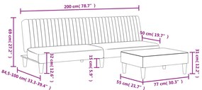 2 pcs conjunto de sofás veludo cinzento-claro