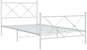 Estrutura de cama com cabeceira e pés 100x190 cm metal branco