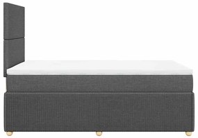 Cama boxspring com colchão 120x190 cm tecido cinzento-escuro