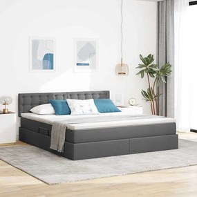 vidaXL Cama com arrumação e colchão Cinza Escuro 160 x 200 cm