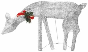 Família de renas de Natal 270x7x90 malha branco prateado