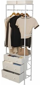 Guarda Roupa com gavetas com barra para pendurar e prateleiras para entrada do quarto 55 x 28 x 176 cm Branco