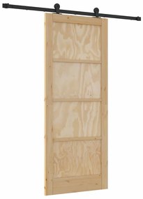 Porta Deslizante vidaXL com Conjunto de Ferragens 83x202 cm Madeira de