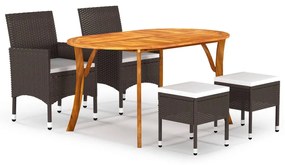 vidaXL 5 pcs conjunto de jantar para jardim castanho