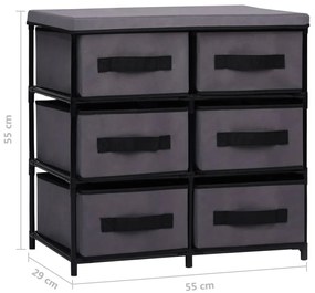 Armário de arrumação com 6 gavetas 55x29x55 cm aço cinzento