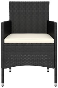 5 pcs conjunto lounge de jardim vime PE preto