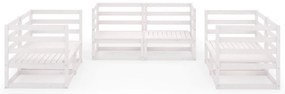 6 pcs conjunto lounge de jardim pinho maciço branco