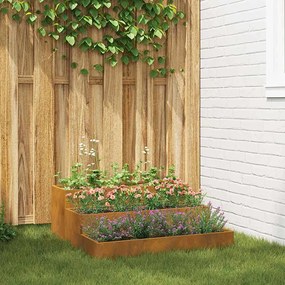 vidaXL Vaso de Jardim 3 Camadas 90x90x35 cm Aço Enferrujado