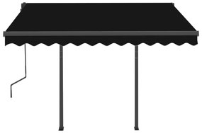 Toldo retrátil manual com postes 3x2,5 m antracite