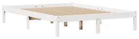 Cama sem colchão 140x190 cm madeira de pinho maciça branco