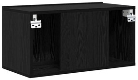 Conjunto de Gabinete de TV Carvalho Preto Madeira engenheirada