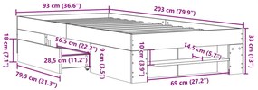 Estrutura de cama 90x200 cm derivados de madeira branco