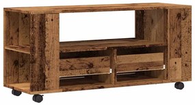 Móvel de TV c/ rodas 102x34,5x43cm deriv. madeira madeira velha