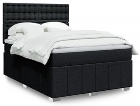 Cama com molas/colchão 140x190 cm tecido preto