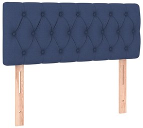 Cama box spring c/ colchão e LED 100x200 cm tecido azul