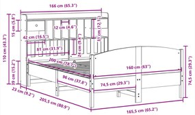 Cama com estante sem colchão 160x200 cm pinho maciço