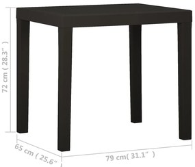 Mesa de jardim 79x65x72 cm plástico antracite