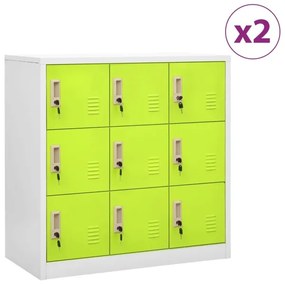 Cacifos 2 pcs 90x45x92,5 cm Aço Cinzento-claro e Verde