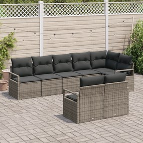 Conjunto de Sofá de Jardim vidaXL de 8 Peças com Almofadas Cinza Ratta