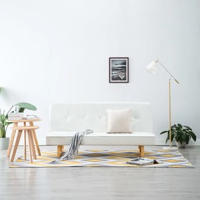 vidaXL Sofá-cama em couro artificial branco