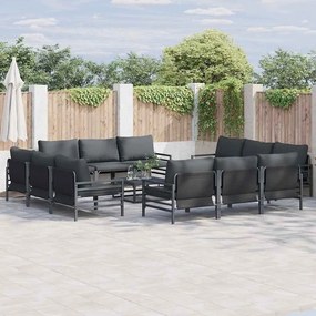 vidaXL Conjunto de Sofá de Jardim 12 pcs Cinzento-escuro Aço