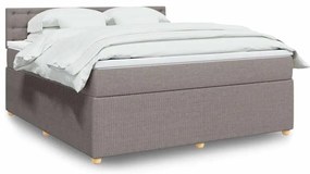vidaXL Cama com molas/colchão 180x200 cm tecido castanho-acinzentado