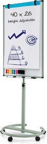 Quadro branco 100 x 65 cm apagável,1 apagador seco, 2 ganchos para papel, 6 marcadores apagáveis e 12 ímanes verdes