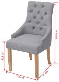 Cadeiras de jantar 6 pcs tecido cinzento-claro