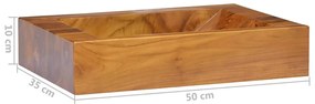 Lavatório em madeira de teca maciça 50x35x10 cm