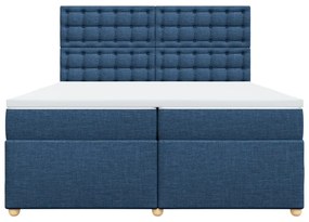 Cama com molas/colchão 200x200 cm tecido azul