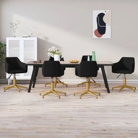 vidaXL Cadeiras de jantar giratórias 6 pcs veludo preto
