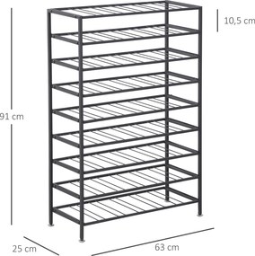 Garrafeira, Estante para garrafas de vinho com capacidade para 54 garrafas, dimensões: 63 x 25 x 91 cm, metal preto