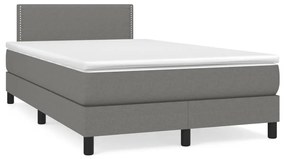 Cama boxspring com colchão 120x190 cm tecido cinzento-escuro