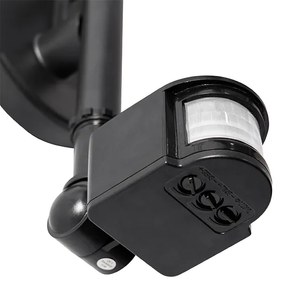 Candeeiro de parede exterior preto IP44 com detector de movimento - Daphne Clássico / Antigo