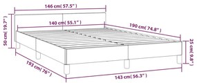 Estrutura cama c/ cabeceira couro artificial 140x190cm castanho
