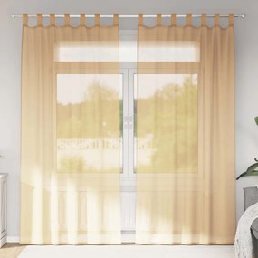 Cortinas de voile com laços 2 pcs areia 140x225 cm