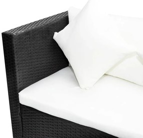 4 pcs conjunto lounge de jardim c/ almofadões vime PE preto